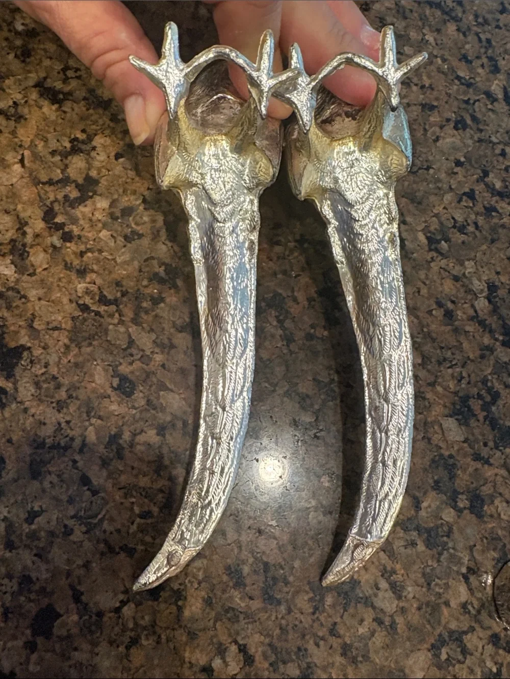 Silver Cast Metal Pheasant Salt & Pepper Shakers - Silver